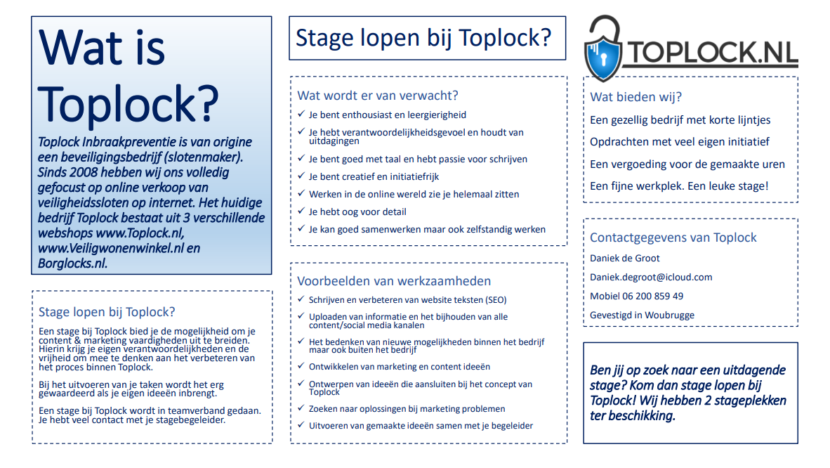 Stage bij Toplock